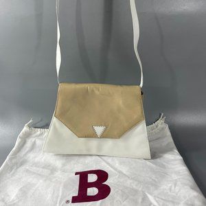Exquisite Vintage Bally White/Cream Leather Trapezoidal Clutch/Shoulder Bag